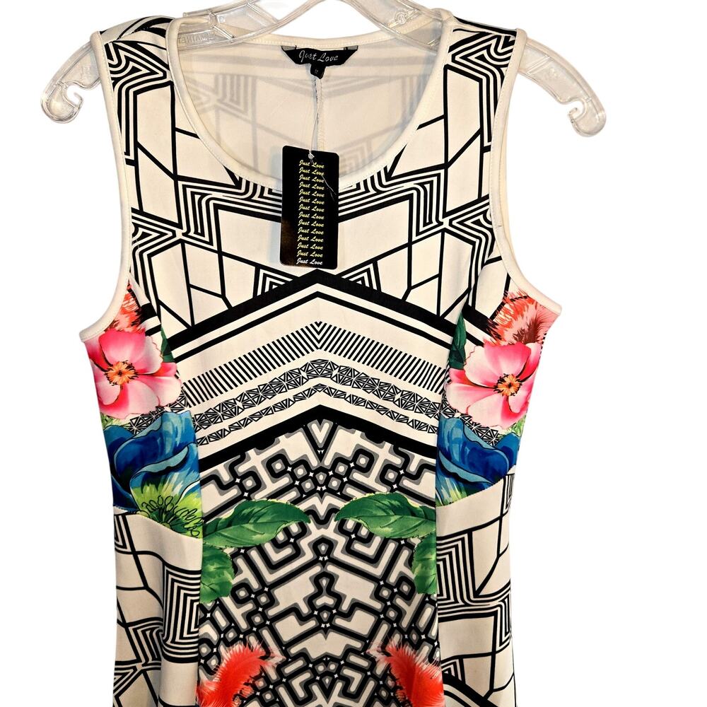 NWT Just Love M Women's Black Floral Sleeveless Dress Miss Size 8 10 New Tags
